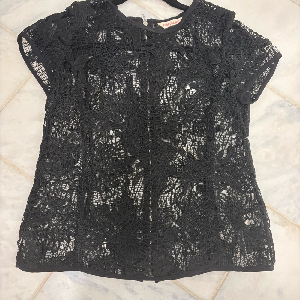 Rebecca Taylor Black Lace Blouse